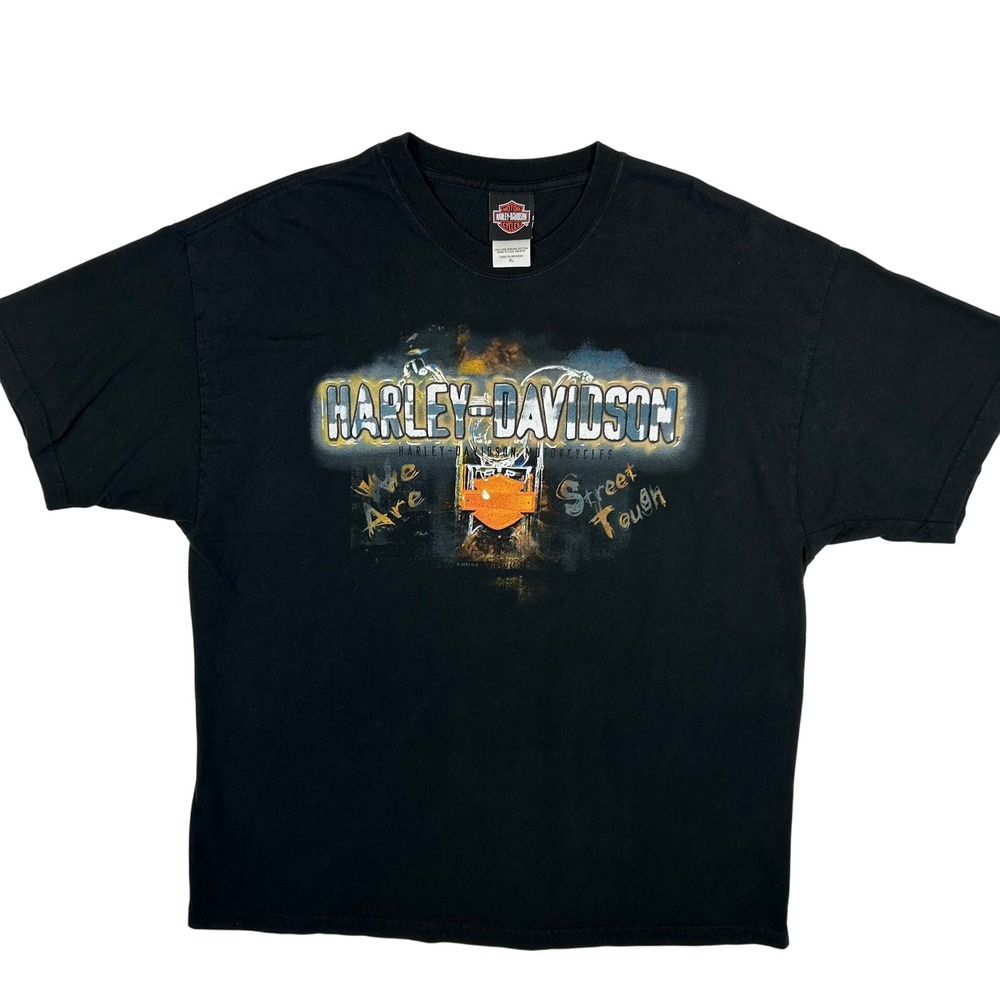 Harley Davidson Street Tough T-Shirt Mens XL Black 2004 Cincinnati Ohio Graphic